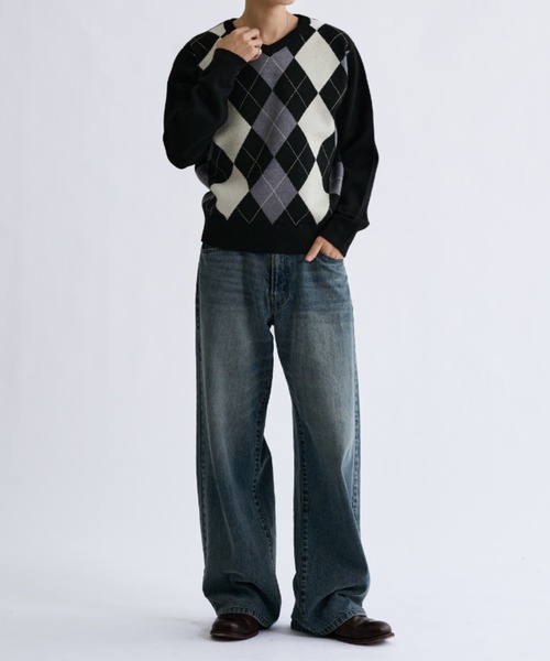 sedacle(セダクル)の「Argyle V-neck Knit/アーガイル Vネック ニット(ニット/セーター・メンズ・ブラック/ワインレッド・SMALL/MEDIUM/LARGE)」の16枚目の写真