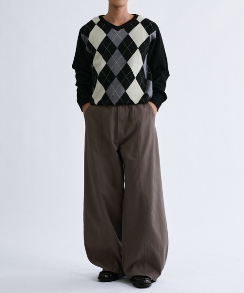 sedacle(セダクル)の「Argyle V-neck Knit/アーガイル Vネック ニット(ニット/セーター・メンズ・ブラック/ワインレッド・SMALL/MEDIUM/LARGE)」の11枚目の写真