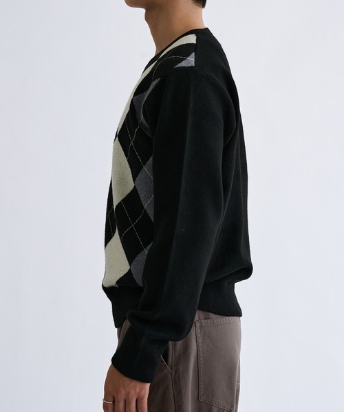 sedacle(セダクル)の「Argyle V-neck Knit/アーガイル Vネック ニット(ニット/セーター・メンズ・ブラック/ワインレッド・SMALL/MEDIUM/LARGE)」の7枚目の写真