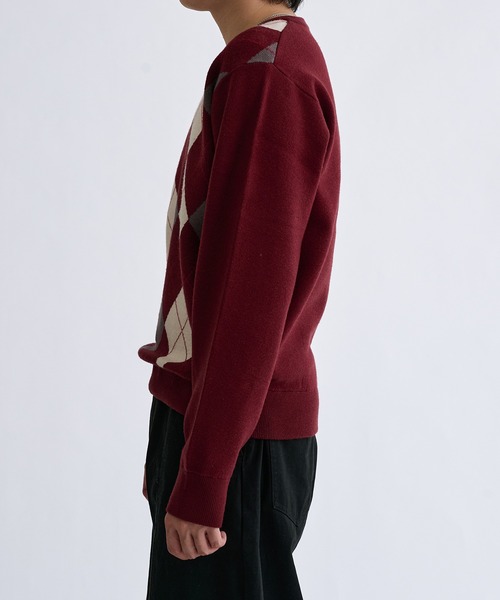 sedacle(セダクル)の「Argyle V-neck Knit/アーガイル Vネック ニット(ニット/セーター・メンズ・ブラック/ワインレッド・SMALL/MEDIUM/LARGE)」の22枚目の写真