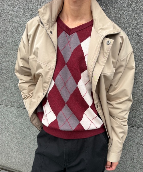 sedacle(セダクル)の「Argyle V-neck Knit/アーガイル Vネック ニット(ニット/セーター・メンズ・ブラック/ワインレッド・SMALL/MEDIUM/LARGE)」の5枚目の写真