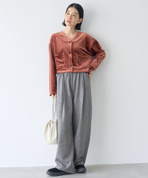 RONEL(ロネル)の「【RONEL/セットアップ対応】ヘリンボーンイージーワイドパンツ(その他パンツ・レディース・ブラック/ナチュラル・M/S/L)」の3枚目の写真