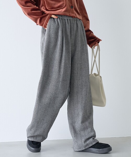 RONEL(ロネル)の「【RONEL/セットアップ対応】ヘリンボーンイージーワイドパンツ(その他パンツ・レディース・ブラック/ナチュラル・M/S/L)」の10枚目の写真