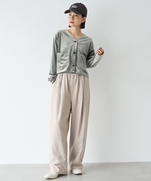 RONEL(ロネル)の「【RONEL/セットアップ対応】ヘリンボーンイージーワイドパンツ(その他パンツ・レディース・ブラック/ナチュラル・M/S/L)」の13枚目の写真