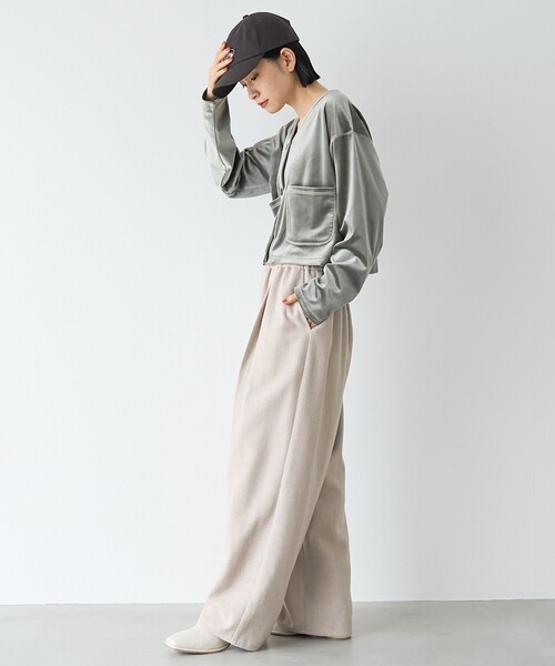 RONEL(ロネル)の「【RONEL/セットアップ対応】ヘリンボーンイージーワイドパンツ(その他パンツ・レディース・ブラック/ナチュラル・M/S/L)」の14枚目の写真