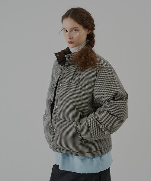 WHIMSIC（ウィムジック）の「【UNISEX/2size】チェックパデットジャケット（ダウンジャケット/コート・メンズ・ブラック/ベージュ・1/2）」の3枚目の写真