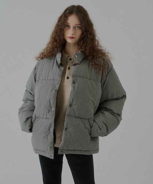 WHIMSIC（ウィムジック）の「【UNISEX/2size】チェックパデットジャケット（ダウンジャケット/コート・メンズ・ブラック/ベージュ・1/2）」の8枚目の写真