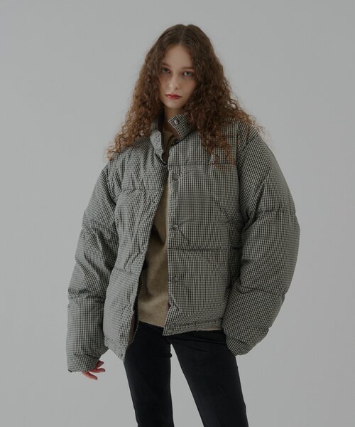 WHIMSIC（ウィムジック）の「【UNISEX/2size】チェックパデットジャケット（ダウンジャケット/コート・メンズ・ブラック/ベージュ・1/2）」の9枚目の写真