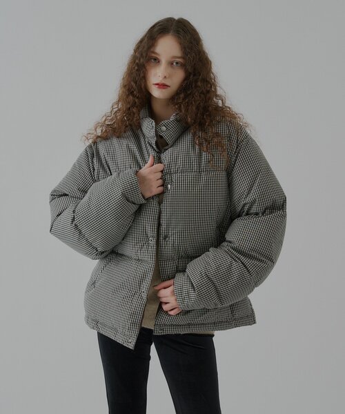 WHIMSIC（ウィムジック）の「【UNISEX/2size】チェックパデットジャケット（ダウンジャケット/コート・メンズ・ブラック/ベージュ・1/2）」の10枚目の写真