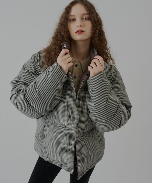 WHIMSIC（ウィムジック）の「【UNISEX/2size】チェックパデットジャケット（ダウンジャケット/コート・メンズ・ブラック/ベージュ・1/2）」の15枚目の写真