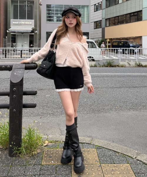 RAY CASSIN(レイカズン)の「【セットアップ対応】裾レースニットショートパンツ(その他パンツ・レディース・ブラック/アイボリー/グレー・FREE)」の10枚目の写真