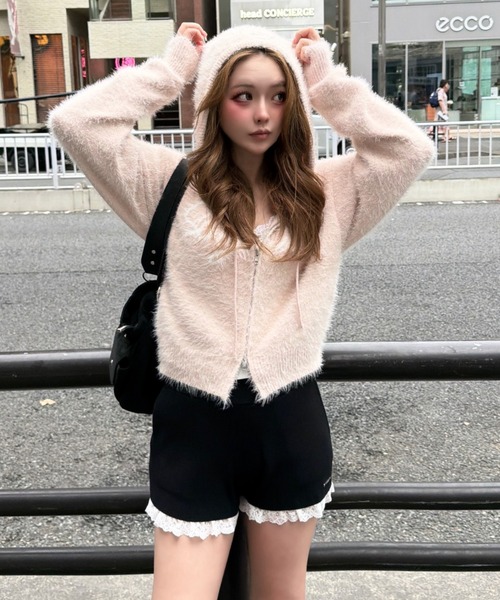 RAY CASSIN(レイカズン)の「【セットアップ対応】裾レースニットショートパンツ(その他パンツ・レディース・ブラック/アイボリー/グレー・FREE)」の8枚目の写真