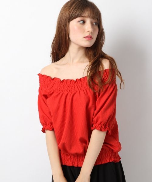 Heather（ヘザー）の「ジャガードシャーリングプルオーバー　724170（Tシャツ/カットソー・レディース・レッド/ライトイエロー/オフホワイト/ネイビー・FREE）」の4枚目の写真