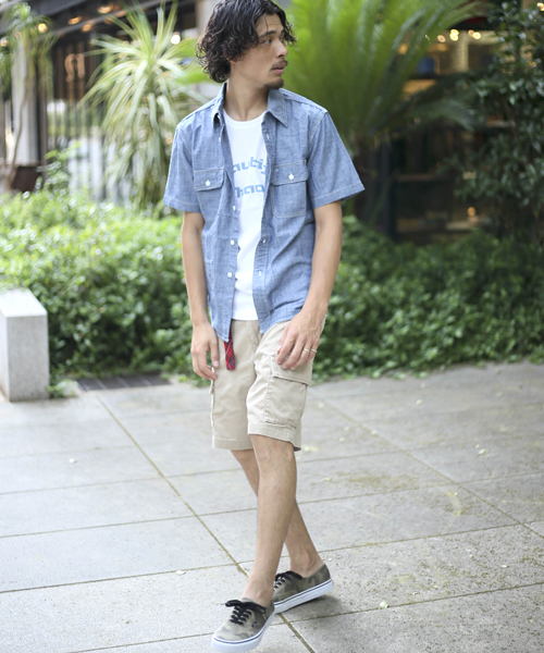 Denime（ドゥニーム）の「半袖ダンガリーシャツ（シャツ/ブラウス・メンズ・ネイビー/サックスブルー・LARGE/MEDIUM/X-LARGE）」の21枚目の写真