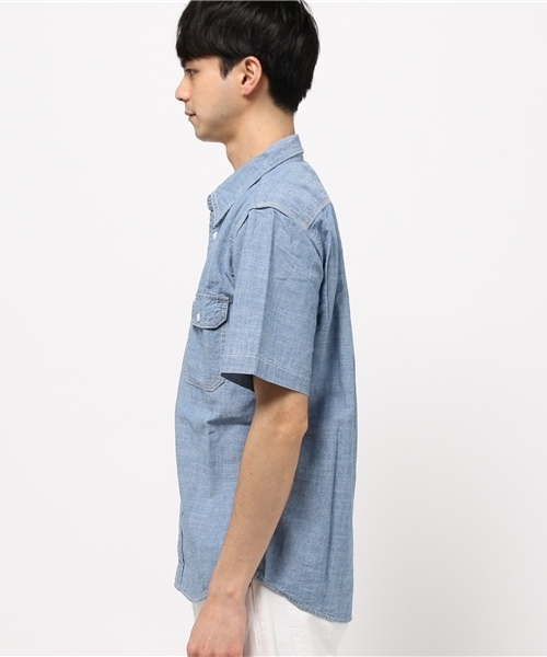 Denime（ドゥニーム）の「半袖ダンガリーシャツ（シャツ/ブラウス・メンズ・ネイビー/サックスブルー・LARGE/MEDIUM/X-LARGE）」の3枚目の写真