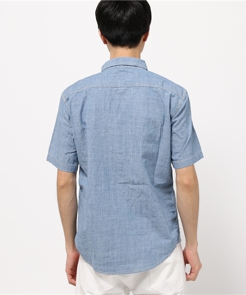 Denime（ドゥニーム）の「半袖ダンガリーシャツ（シャツ/ブラウス・メンズ・ネイビー/サックスブルー・LARGE/MEDIUM/X-LARGE）」の4枚目の写真