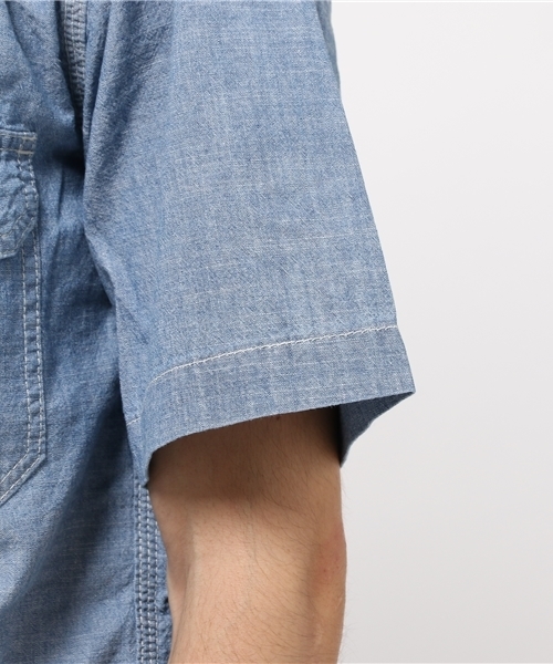 Denime（ドゥニーム）の「半袖ダンガリーシャツ（シャツ/ブラウス・メンズ・ネイビー/サックスブルー・LARGE/MEDIUM/X-LARGE）」の6枚目の写真