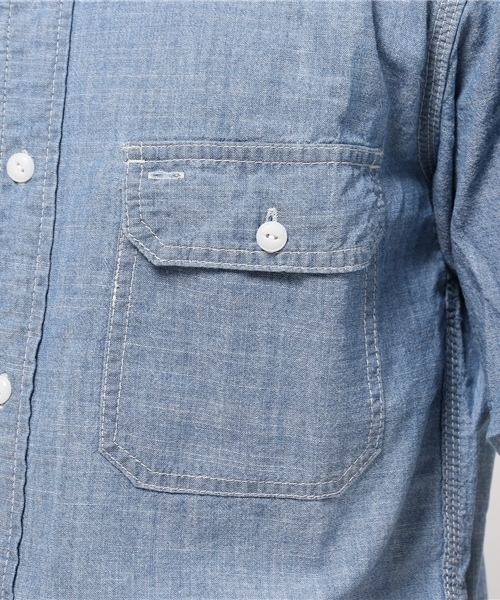 Denime（ドゥニーム）の「半袖ダンガリーシャツ（シャツ/ブラウス・メンズ・ネイビー/サックスブルー・LARGE/MEDIUM/X-LARGE）」の8枚目の写真