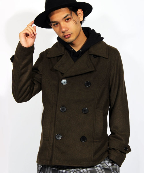 8(eight)(エイト)の「メルトンウールピーコート(ピーコート・メンズ・グレー/ブラック/カーキ/チャコールグレー/オレンジ系その他/ターコイズブルー/キャメル/マスタード/ネイビー/レッド/ワイン/チェック・X-LARGE/LARGE/MEDIUM/SMALL/XX-LARGE)」の5枚目の写真