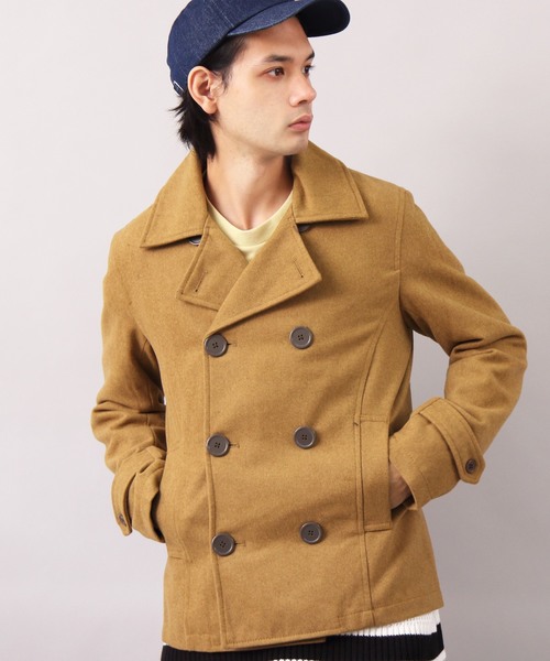 8(eight)(エイト)の「メルトンウールピーコート(ピーコート・メンズ・グレー/ブラック/カーキ/チャコールグレー/オレンジ系その他/ターコイズブルー/キャメル/マスタード/ネイビー/レッド/ワイン/チェック・X-LARGE/LARGE/MEDIUM/SMALL/XX-LARGE)」の1枚目の写真