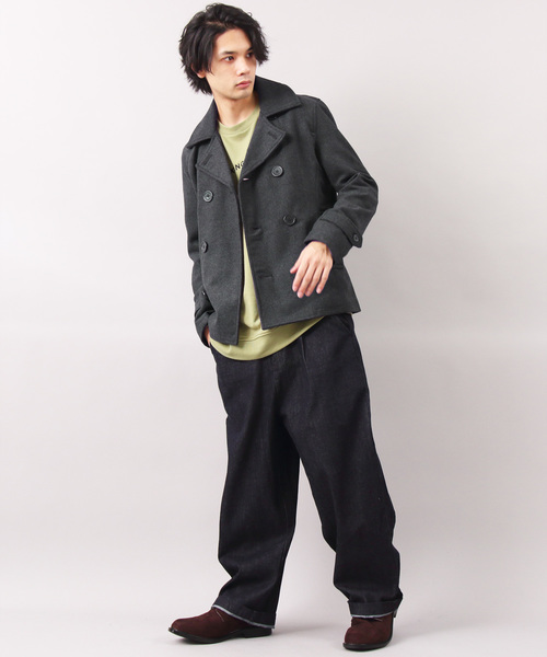 8(eight)(エイト)の「メルトンウールピーコート(ピーコート・メンズ・グレー/ブラック/カーキ/チャコールグレー/オレンジ系その他/ターコイズブルー/キャメル/マスタード/ネイビー/レッド/ワイン/チェック・X-LARGE/LARGE/MEDIUM/SMALL/XX-LARGE)」の20枚目の写真