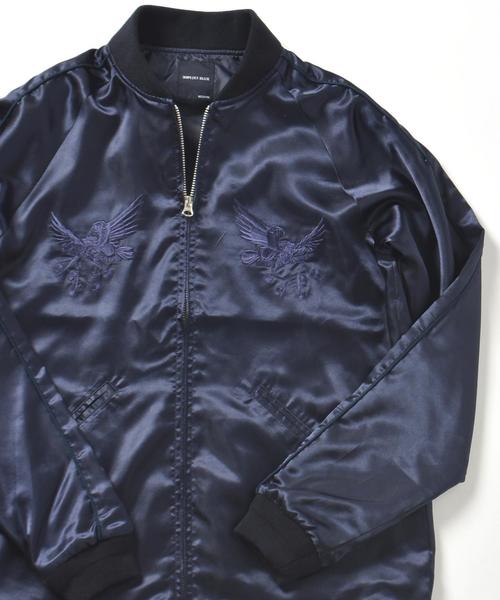 SHIPS JET BLUE（シップスジェットブルー）の「SHIPS JET BLUE: サテン スーベニアジャケット■（ナイロンジャケット・メンズ・ネイビー/ブラック・SMALL/LARGE/MEDIUM）」の3枚目の写真