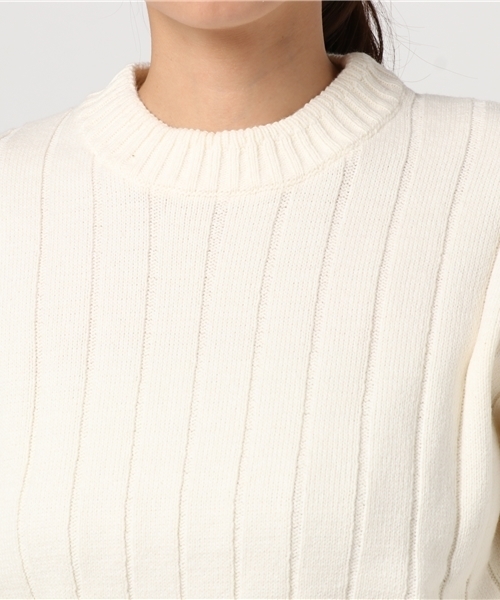 MOUSSY（マウジー）の「SWEAT COMBI VOLUME KNIT（ニット/セーター・レディース・オフホワイト/ベージュ/ネイビー・FREE）」の7枚目の写真