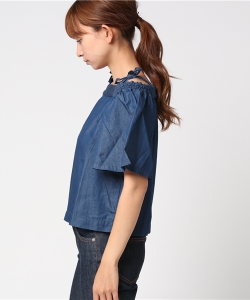 Moname（モナーム）の「Moname   オフショルダー ブラウス   41162361（シャツ/ブラウス・レディース・ブルー・M/S）」の3枚目の写真