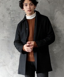 THE CASUAL | ウール混 メルトン ステンカラーコート バルカラー コート(ステンカラーコート)