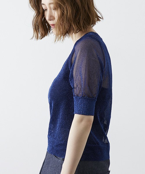 STUDIOUS（ステュディオス）の「【STUDIOUS】オリオンラメニット（ニット/セーター・レディース・ダークブラウン/インディゴブルー/シルバー・FREE）」の5枚目の写真