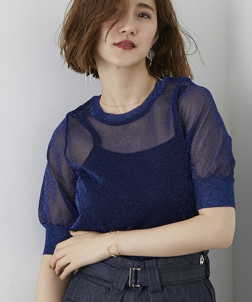 STUDIOUS（ステュディオス）の「【STUDIOUS】オリオンラメニット（ニット/セーター・レディース・ダークブラウン/インディゴブルー/シルバー・FREE）」の8枚目の写真