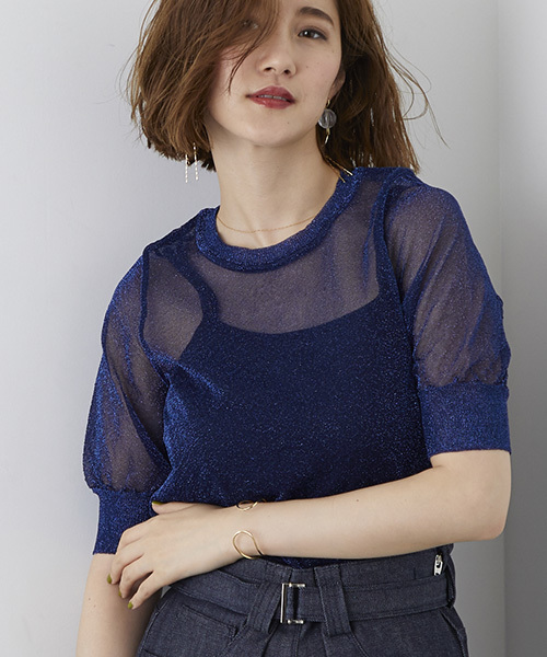 STUDIOUS（ステュディオス）の「【STUDIOUS】オリオンラメニット（ニット/セーター・レディース・ダークブラウン/インディゴブルー/シルバー・FREE）」の10枚目の写真