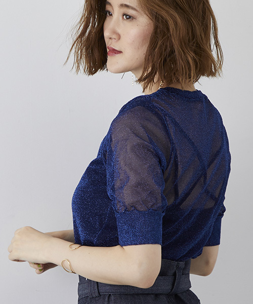 STUDIOUS（ステュディオス）の「【STUDIOUS】オリオンラメニット（ニット/セーター・レディース・ダークブラウン/インディゴブルー/シルバー・FREE）」の11枚目の写真