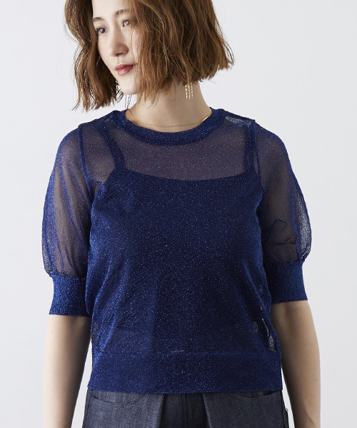 STUDIOUS（ステュディオス）の「【STUDIOUS】オリオンラメニット（ニット/セーター・レディース・ダークブラウン/インディゴブルー/シルバー・FREE）」の12枚目の写真