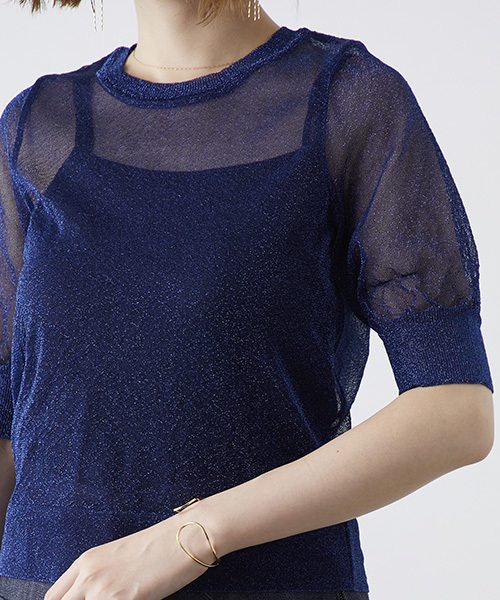 STUDIOUS（ステュディオス）の「【STUDIOUS】オリオンラメニット（ニット/セーター・レディース・ダークブラウン/インディゴブルー/シルバー・FREE）」の16枚目の写真