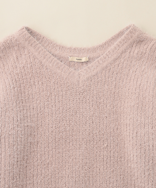 mystic（ミスティック）の「モールフェザーVプルオーバー（ニット/セーター・レディース・ブラック/ベージュ/オフホワイト/ラベンダー・FREE）」の7枚目の写真