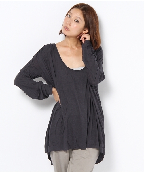 アルカリ alcali カットソー Uネック 長袖 切替 紺 ネイビー /MN COMME des GARCONS HOMME(コムデギャルソンオム) ⁄ 2トーンデザイン