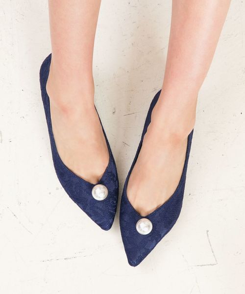 KOBE LETTUCE（コウベレタス）の「ポイントパールデザインポインテッドトゥフラットパンプス/レディースシューズ/フラットシューズ[I1472]神戸レタス（パンプス・レディース・ブルー系その他/ピンク/ブラック系その他/ブラック/ベージュ・L/LL/M/S）」の5枚目の写真