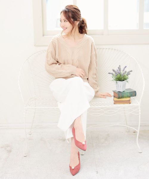 KOBE LETTUCE（コウベレタス）の「ポイントパールデザインポインテッドトゥフラットパンプス/レディースシューズ/フラットシューズ[I1472]神戸レタス（パンプス・レディース・ブルー系その他/ピンク/ブラック系その他/ブラック/ベージュ・L/LL/M/S）」の11枚目の写真