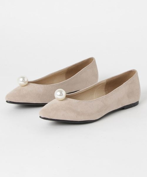 KOBE LETTUCE（コウベレタス）の「ポイントパールデザインポインテッドトゥフラットパンプス/レディースシューズ/フラットシューズ[I1472]神戸レタス（パンプス・レディース・ブルー系その他/ピンク/ブラック系その他/ブラック/ベージュ・L/LL/M/S）」の4枚目の写真