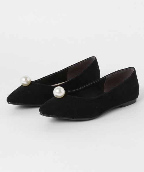 KOBE LETTUCE（コウベレタス）の「ポイントパールデザインポインテッドトゥフラットパンプス/レディースシューズ/フラットシューズ[I1472]神戸レタス（パンプス・レディース・ブルー系その他/ピンク/ブラック系その他/ブラック/ベージュ・L/LL/M/S）」の2枚目の写真