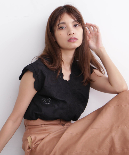 FREE'S MART（フリーズマート）の「エンブロイダリー半袖ブラウス●（シャツ/ブラウス・レディース・ブラック/ホワイト/パープル/グリーン・FREE）」の11枚目の写真