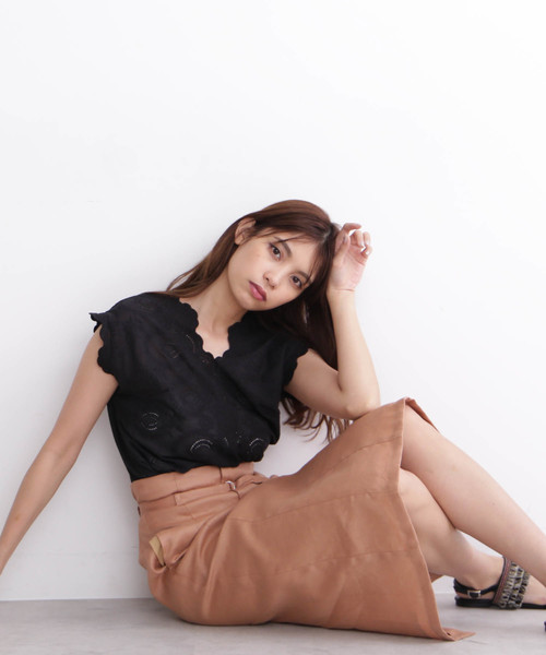 FREE'S MART（フリーズマート）の「エンブロイダリー半袖ブラウス●（シャツ/ブラウス・レディース・ブラック/ホワイト/パープル/グリーン・FREE）」の12枚目の写真