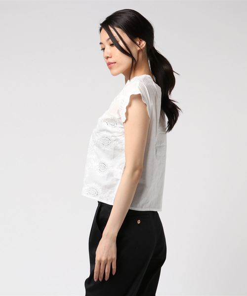 FREE'S MART（フリーズマート）の「エンブロイダリー半袖ブラウス●（シャツ/ブラウス・レディース・ブラック/ホワイト/パープル/グリーン・FREE）」の5枚目の写真