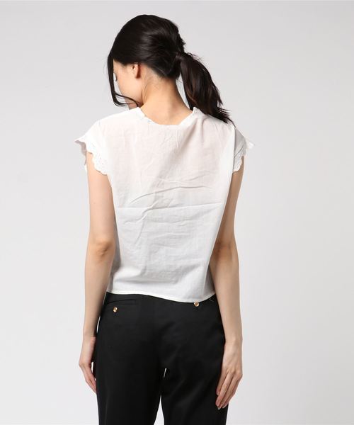 FREE'S MART（フリーズマート）の「エンブロイダリー半袖ブラウス●（シャツ/ブラウス・レディース・ブラック/ホワイト/パープル/グリーン・FREE）」の6枚目の写真