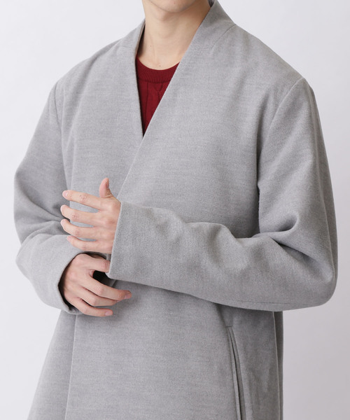 MONO-MART(モノマート)の「メルトンT/R シャギーオーバーサイズVネックロングコート(その他アウター・メンズ・チャコールグレー/ブラック/ネイビー/グレー・FREE)」の6枚目の写真