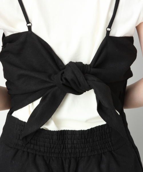 LOWRYS FARM（ローリーズファーム）の「メンアサウシロリボンサロペ　804623（サロペット/オーバーオール・レディース・ブラック/グリーン/グレー・MEDIUM/LARGE）」の6枚目の写真