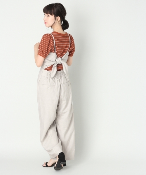 LOWRYS FARM（ローリーズファーム）の「メンアサウシロリボンサロペ　804623（サロペット/オーバーオール・レディース・ブラック/グリーン/グレー・MEDIUM/LARGE）」の4枚目の写真