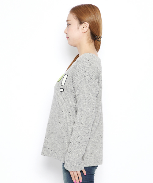 X-girl(エックスガール)の「YEP! KNIT TOP(ニット/セーター・レディース・ブラック/グレー/ネイビー・1/2)」の4枚目の写真