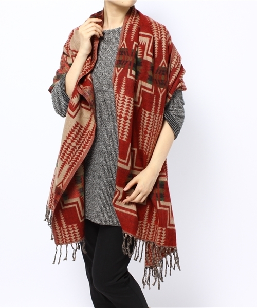 Ray BEAMS(レイビームス)の「□AGAM / ネイティブ柄 ストール(ストール/ショール・レディース・ブラック/レッド/ブルー・ONE SIZE)」の6枚目の写真